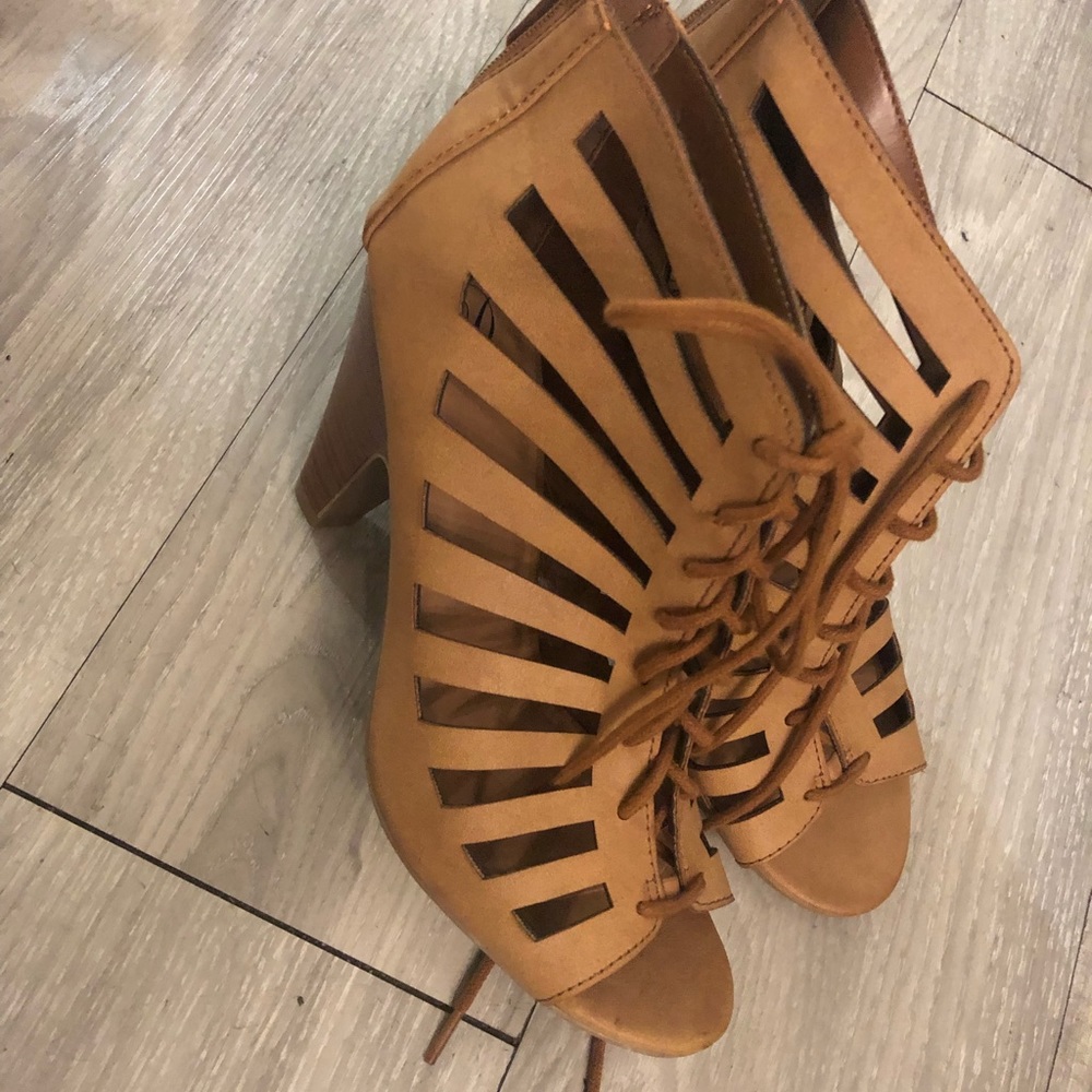 Brown lace heels